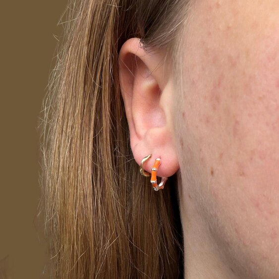 Reeves & Reeves Orange Bamboo Hoop Earrings