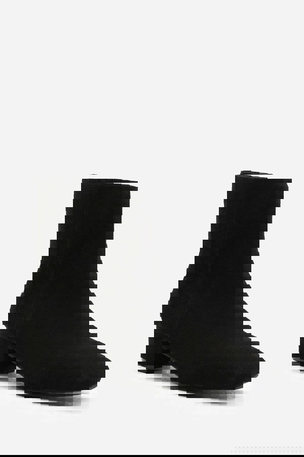 Where's That From Philadelphia Low Block Heel Ankle Boot With Side Zip in Black Suede