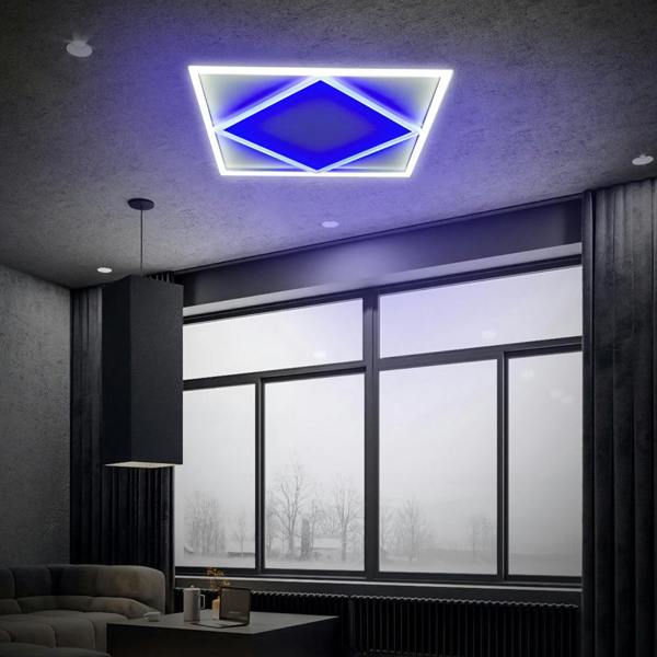 ENER-J Double Square borderline Panel Light, 595x595, 40W 4000 lm, White (6000K) light in outside and blue light in inside (Pack of 6)