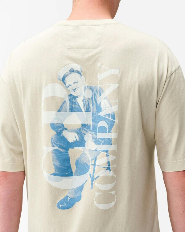 C.P. Company 30/1 Jersey British Sailor Mens T-Shirt - Silver Birch 120