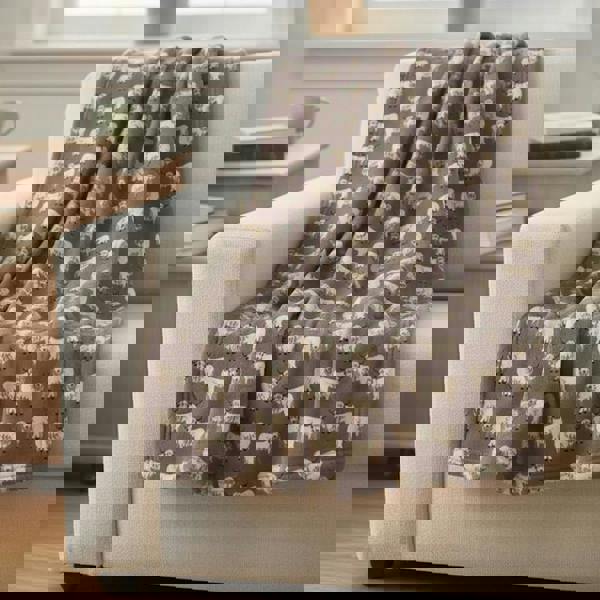 HomeSpace Direct Highland Cow Mocha Throw