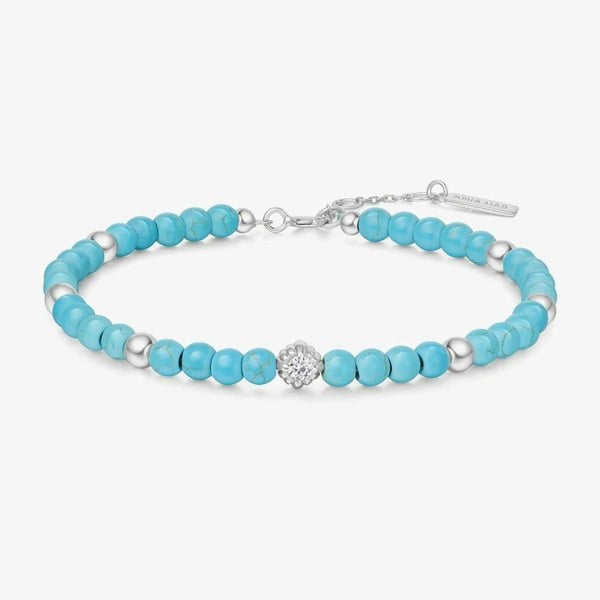 Ania Haie Chill Voyager Sterling Silver Lab Created Turqouise Beaded Bracelet B063-04H