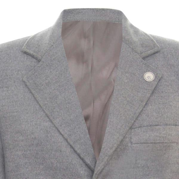 TruClothing Men's Long Grey Wool Slim Fit Overcoat