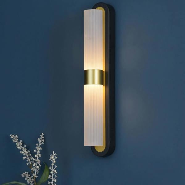 Pagazzi Lighting Kira 2-Light Black and Brass Wall Light