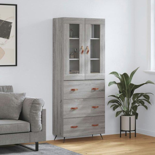 Berkfield Highboard Grey Sonoma 69.5x34x180 cm Engineered Wood
