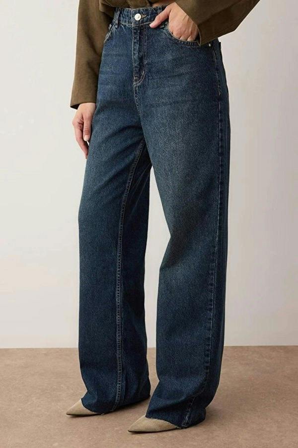 WOVCOR High Waist Wide Leg Jeans with Cut-Out Legs