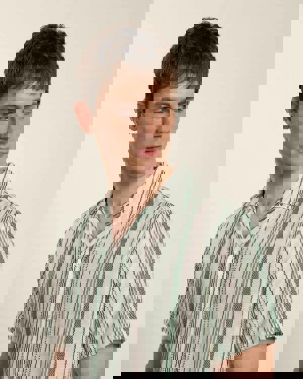 Larsson & Co Green Striped Short Sleeve Shirt