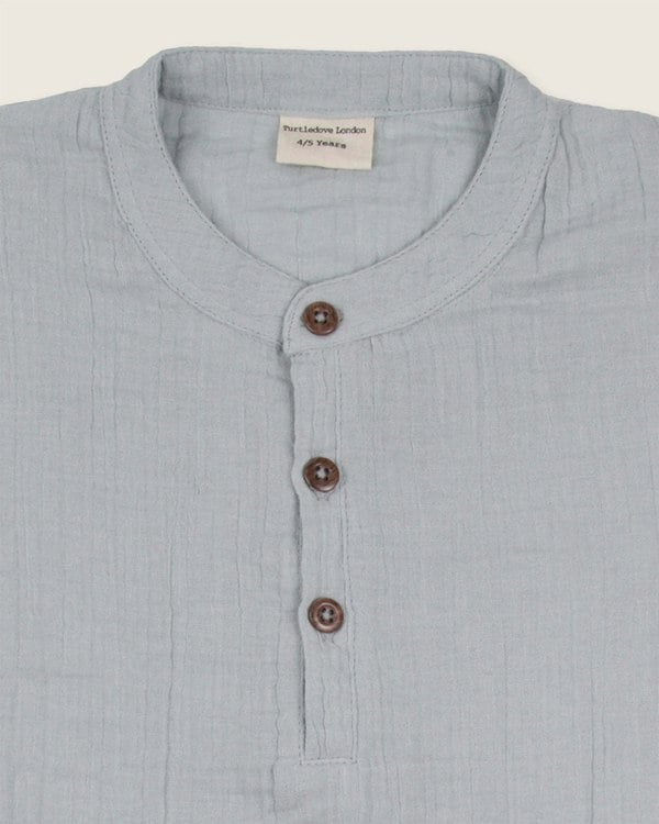 Sky Blue Mandarin Collar Shirt - image 3