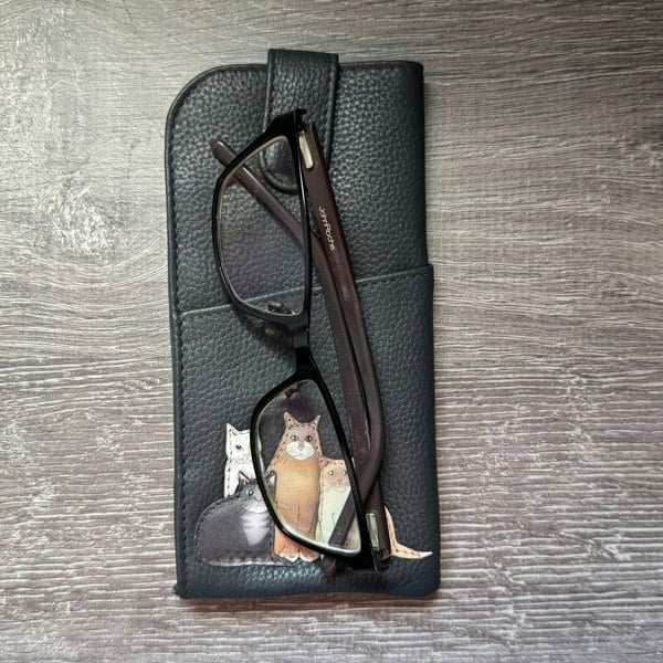 Mala Leather Meowfia Cats Wide Fit Leather Glasses Case