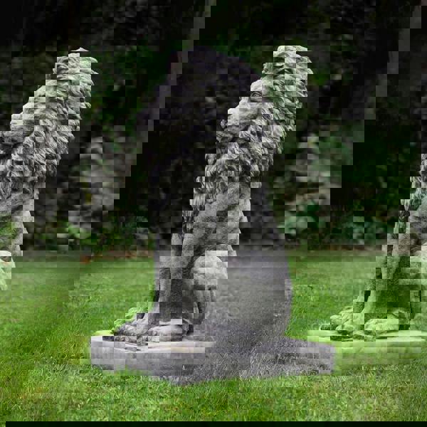 Very Large Sitting Stone Cast Proud Lion Statue