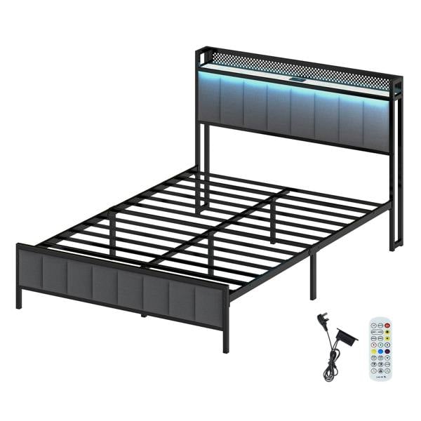 Levede Led Ottoman Bed Frame with Storage Upholstered Single Double King USB