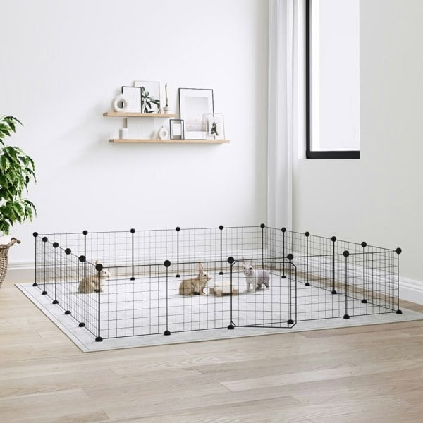 Berkfield 20-Panel Pet Cage with Door Black 35x35 cm Steel