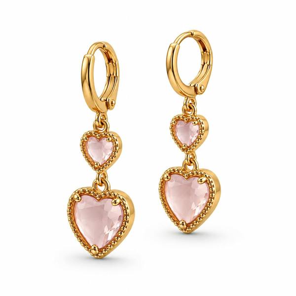 Giselle Luxe 18k Gold Plated Pink Heart Drop Earrings LUXE TONES