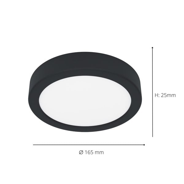 EGLO Fueva 6 Ultra-Slim Surface-Mounted Integrated Black Round LED Light WBS