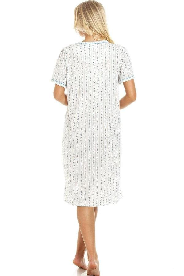 Womens Floral Pinstriped Short Sleeve Nightdresses