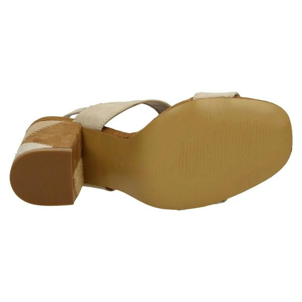 Spot On Ladies Spot On High Patchwork Heel Mule Sandals