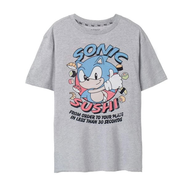 Sonic The Hedgehog Mens Sushi Short-Sleeved T-Shirt - Grey Marl