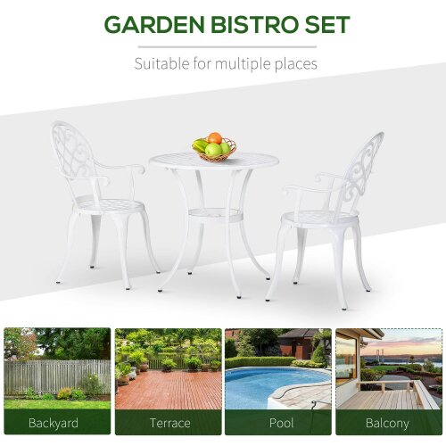 Wyld Haus Safa 3 Piece Elegant Aluminium Garden Bistro Set In White