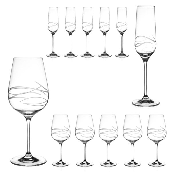 Diamante Fantasy Party Bundle- Champagne & Wine - 12 Glasses