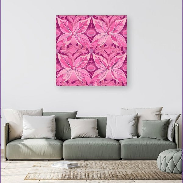 Warren Reed Pink Abstract Floral Design Canvas