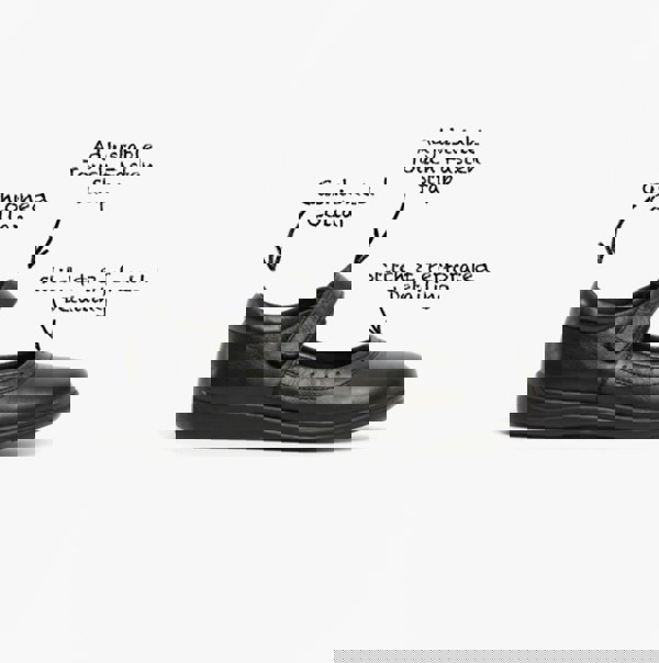 Roamers ELSA Girls Leather Touch Fasten Mary Jane Shoes Black