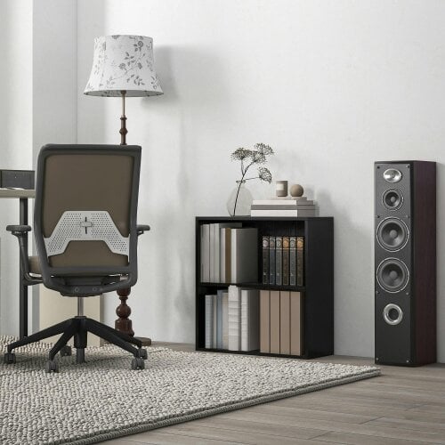 HOMCOM Bookshelf Display Storage Shelf with 2 Compartments for Study Black