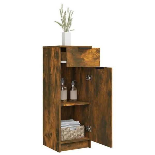 Berkfield Bathroom Cabinet Smoked Oak 32x34x90 cm Engineered Wood