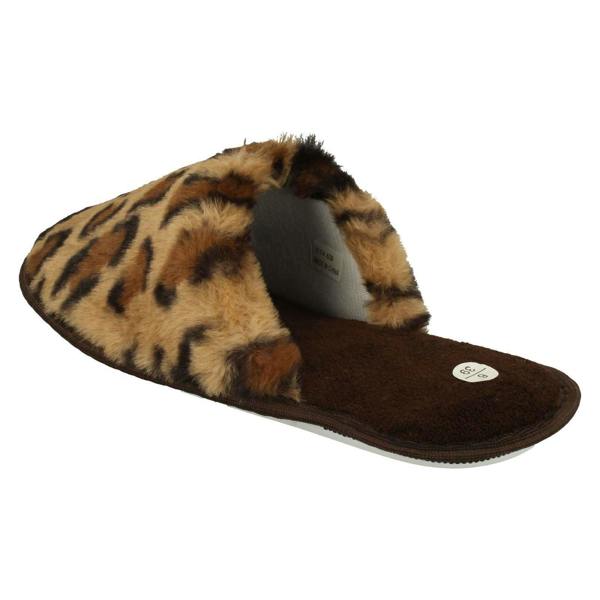 Spot On Ladies Spot On Leopard Detailed Mule Slippers X2114