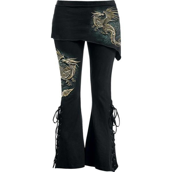 CELTIC DRAGON - 2in1 Boot-Cut Leggings with Micro Slant Skirt