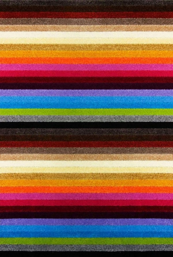 Machine Washable Stripe Design Mat Rug in Multicolour