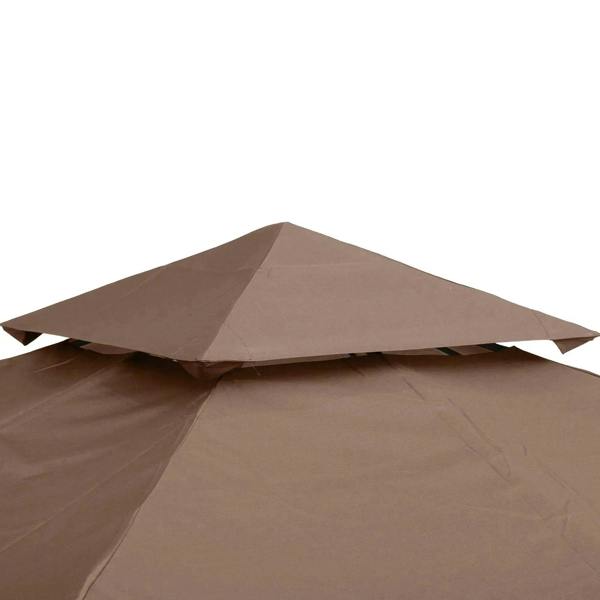 Coffee double-tier canopy top replacement cover showing overlapping fabric panels.