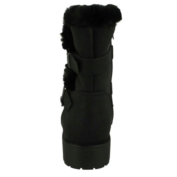 Spot On Ladies Spot On Buckle Detailed Ankle Boots F4451