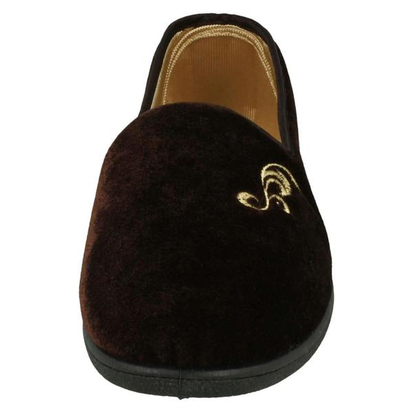 Rosebank Ladies Rosebank Velour Embroided Detailed Slippers Miranda