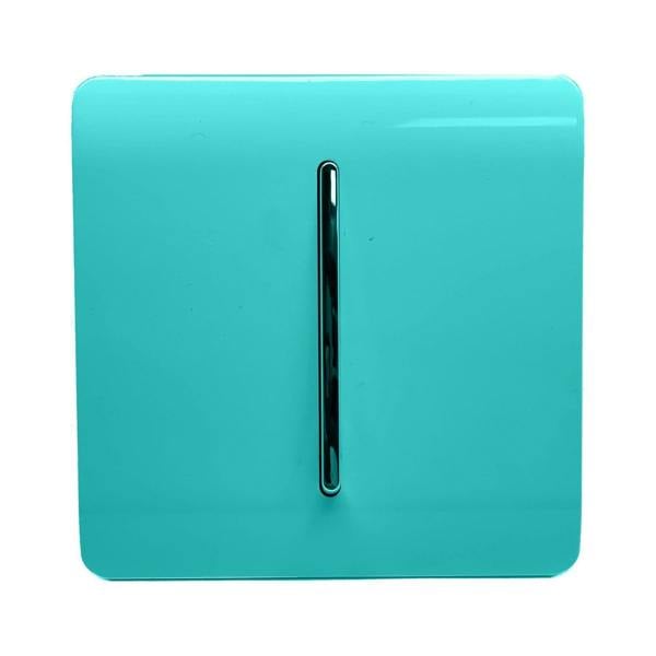 Trendi Switch 1 Gang Retractive Home Automation Switch in Bright Teal