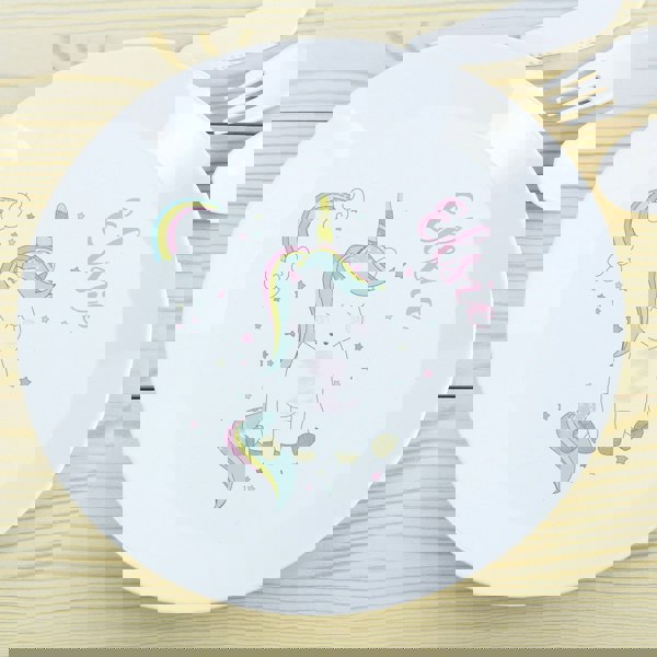 Personalised Memento Company Personalised Baby Unicorn Plastic Plate