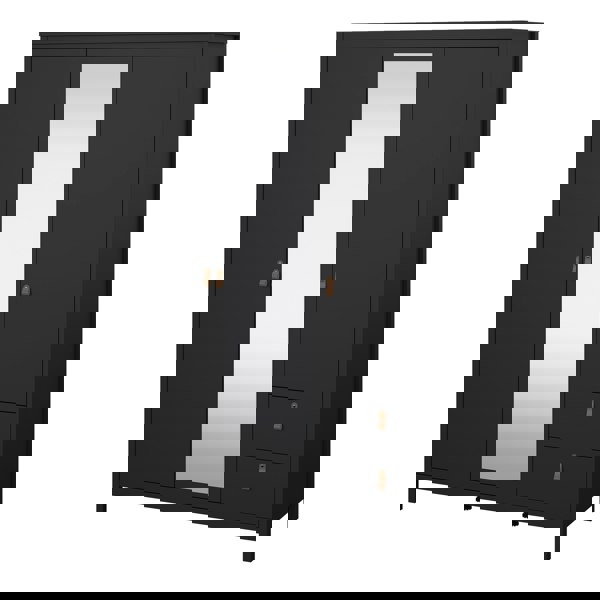 Furniture To Go Barcelona Wardrobe with 2 doors + 1 mirror door + 2 drawers Matt Black