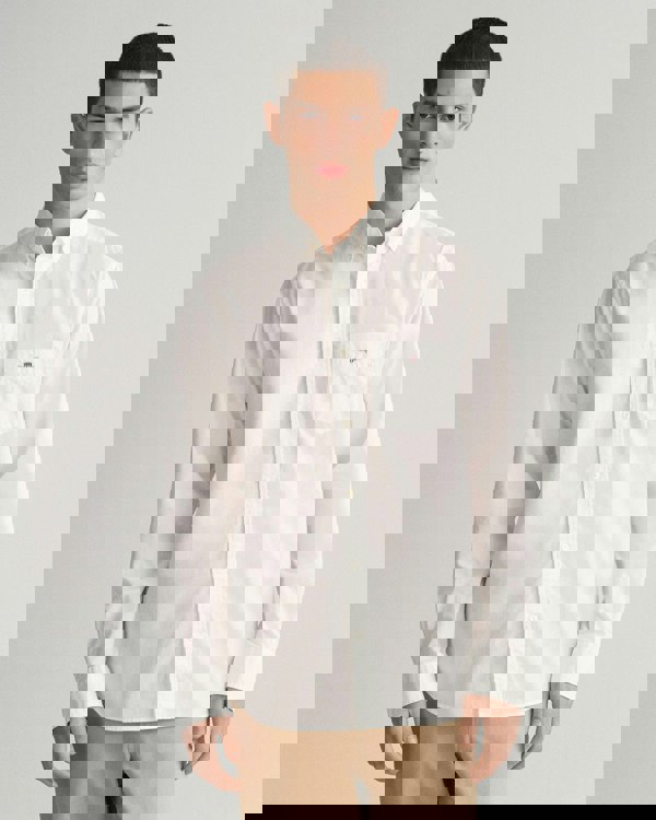 GANT Mens Regular Fit Long Sleeve Poplin Shirt - 110 White