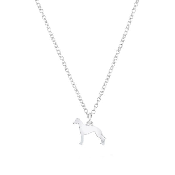 Whippet Silhouette Silver Necklace - Personalised - MYLEE London