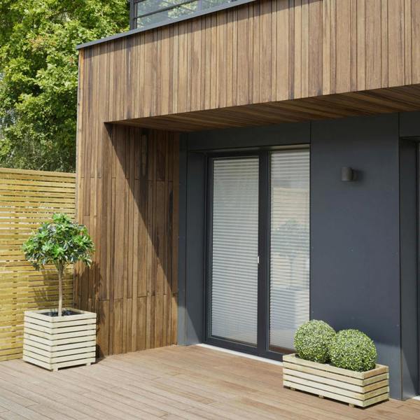 Cerland Kub Rectangular Slatted Planter 80cm x 40cm 60L Modern Wooden Planter