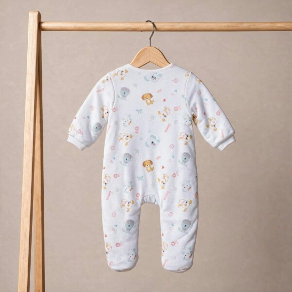 Mini Cuddles Puppy-Print Sleepsuit (White)