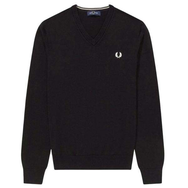 Fred Perry Classic V-Neck Black Jumper XS