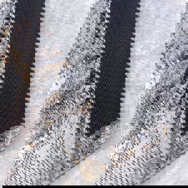 Shortpile Rug Anthracite Gold – Abstract Modern