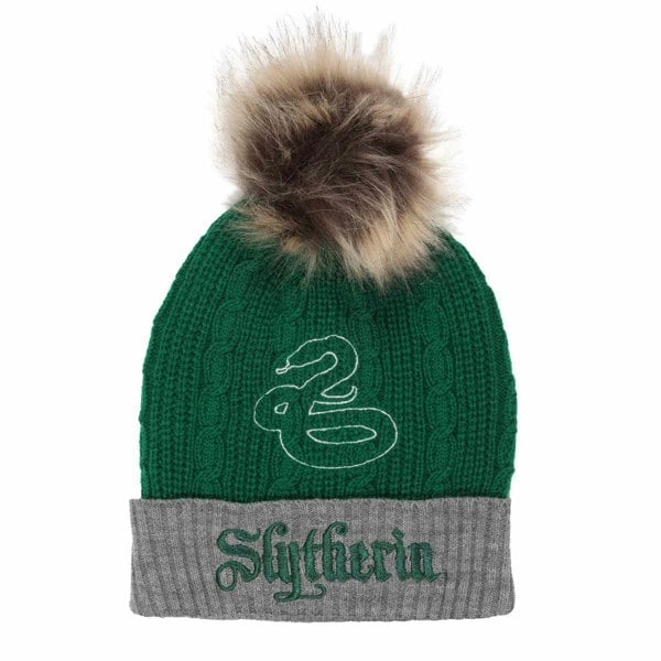 Harry Potter Slytherin Pom Pom Beanie - Green/Grey