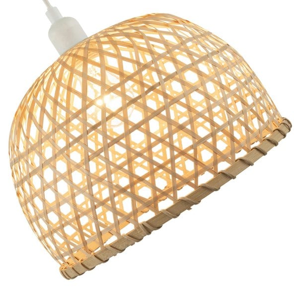 Hand Strapped Natural Bamboo Pendant Lighting Shade with Bell Shape Image 3