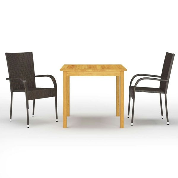 Berkfield 3 Piece Garden Dining Set Brown
