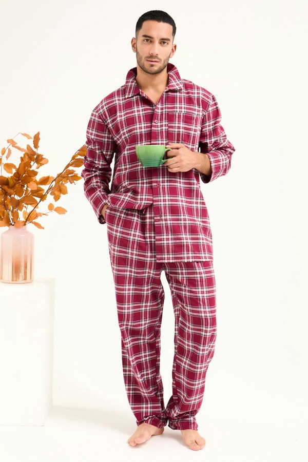 Mister You Plaid Pyjamas in Bordeaux - Pajamas