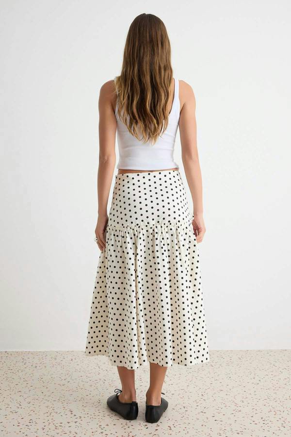Side Tie Midi A-Line Skirt