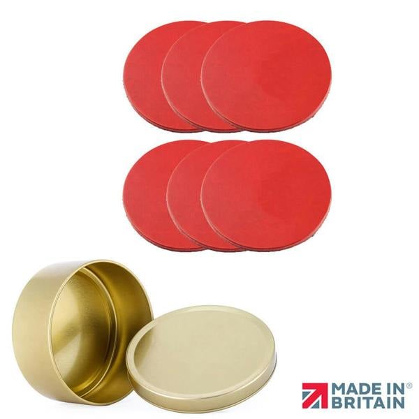PRIMEHIDE Leather Coasters Set of 6 with Gold Tin – Handmade in the UK