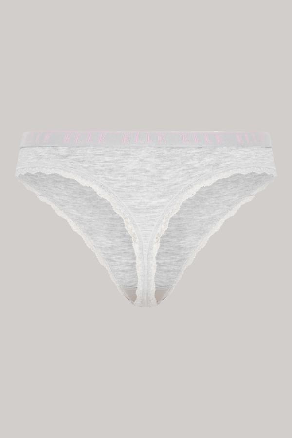 ELLE Multi Pack (3) Cotton Lace Trim Tipped Thongs