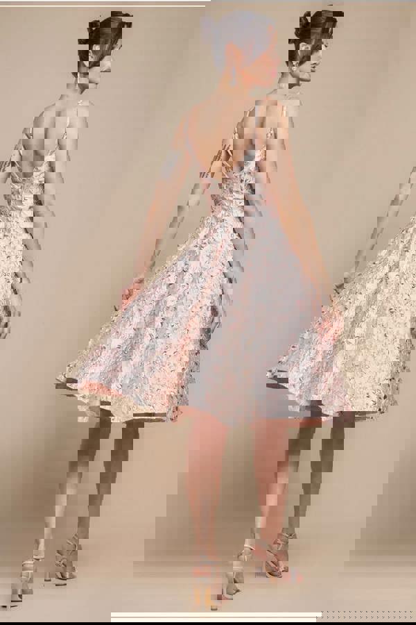 Jacquard Sleeveless A-line Midi Dress - Blush Pink DR4163